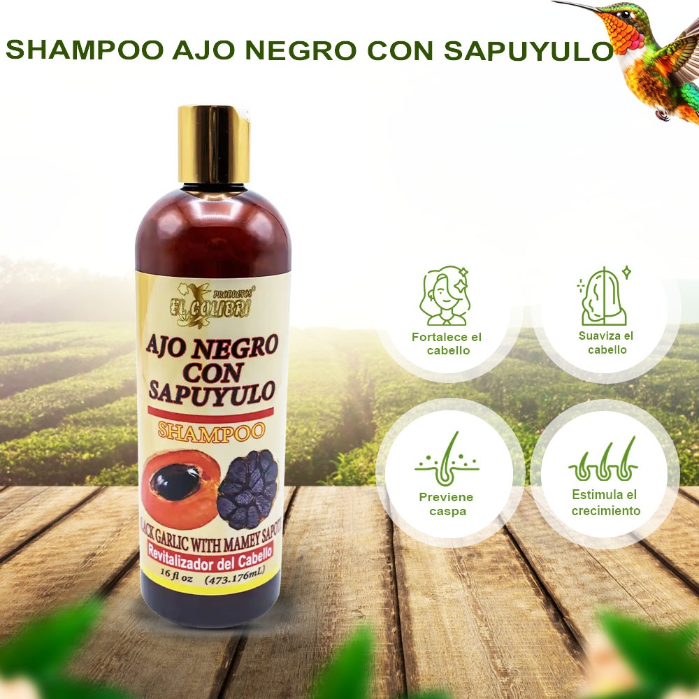 Shampoo Ajo Negro con Sapuyulo El Colibri